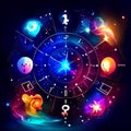 Astrology horoscope background with zodiac signs and symbols. Vector illustration Generative AI Royalty Free Stock Photo