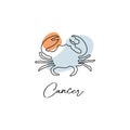 Astrology horoscope symbol zodiac Cancer sign in line art style boho color Royalty Free Stock Photo