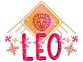 Leo zodiac sign. Lunar sign label. Horoscope symbol. Astrology vector. Vedic moon sign title. Star sign sticker. Astrology badge.