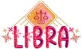 Libra zodiac sign. Lunar sign label. Horoscope symbol. Astrology vector. Vedic moon sign title. Star sign sticker. Astrology badge