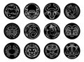 Astrology horoscope zodiac star signs icon set