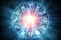 Astrology and horoscopes concept. Zodiac signs in circle. 3D rendered illustration Royalty Free Stock Photo