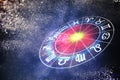 Astrology and horoscopes concept. Zodiac signs in circle. 3D rendered illustration Royalty Free Stock Photo