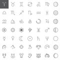 Astrology line icons set