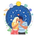 Astrology love horoscope for couples vector illustration Royalty Free Stock Photo