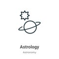 Astrology outline vector icon. Thin line black astrology icon, flat vector simple element illustration from editable astronomy Royalty Free Stock Photo