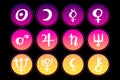 Astrology planets signs in Circles. Vector illustration.