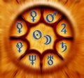 Astrology planets wheel Royalty Free Stock Photo