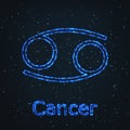 Astrology Shining Blue Symbol. Zodiac Cancer.