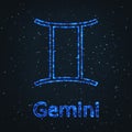 Astrology Shining Blue Symbol. Zodiac Gemini.