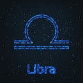 Astrology Shining Blue Symbol. Zodiac Libra.