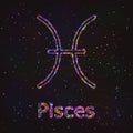 Astrology Shining Symbol. Zodiac Pisces.