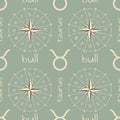 Astrology sign Bull. Seamless pattern