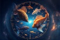 Astrology sign Pisces zodiac horoscope astrological background
