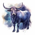 Astrology sign Taurus. Starry sky, zodiac sign Taurus. The color is blue, watercolor illustration Royalty Free Stock Photo