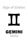 Astrology: Sign of Zodiac GEMINI (The Twins) Royalty Free Stock Photo