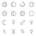 Astrology signs line icons set