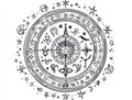 Astrology symbol, birth chart and horoscope with zodiac wheel Royalty Free Stock Photo