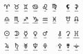 astrology symbol set. zodiac signs, planet, asteroid and lunar symbols. horoscope and astronomy icons. vector images Royalty Free Stock Photo