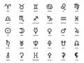 astrology symbol set. zodiac signs, planet and asteroid symbols. astronomy and horoscope icon Royalty Free Stock Photo