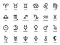astrology symbol set. zodiac signs and planet symbols. astronomy and horoscope sign Royalty Free Stock Photo