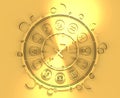 Astrology symbols in golden circle. The archer sign