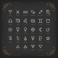 Astrology symbols and mystic signs. Set of astrological graphic design elements. Royalty Free Stock Photo