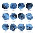 Astrology watercolor set of zodiac sings and stars on white background. Horoscope icons collection Royalty Free Stock Photo