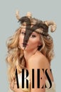 Astrology. Woman Aries Zodiac Sign.