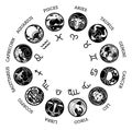 Astrology zodiac horoscope star signs icon set Royalty Free Stock Photo