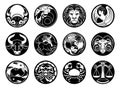 Astrology zodiac horoscope star signs symbols set Royalty Free Stock Photo