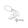 Astrology zodiac sign Aquarius horoscope symbol in line art style isolated on white background Royalty Free Stock Photo