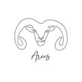 Astrology zodiac sign Aries horoscope symbol in line art style isolated on white background Royalty Free Stock Photo