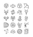 Astrology and Zodiac Sign Black Thin Line Icon Set. Vector Royalty Free Stock Photo