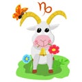 Astrology. Zodiac sign Capricorn. Funny children`s illustrations in cartoon style Royalty Free Stock Photo