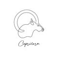 Astrology zodiac sign Capricorn horoscope symbol in line art style isolated on white background Royalty Free Stock Photo