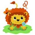 Astrology. Zodiac sign Leo. Funny children`s illustrations in cartoon style Royalty Free Stock Photo