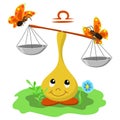 Astrology. Zodiac sign Libra. Funny children`s illustrations in cartoon style