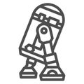 Astromech robot R2 D2 line icon, star wars concept, artoo droid vector sign on white background, outline style icon for