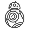 Astromechanical robot BB 8 line icon, star wars concept, astromech droid vector sign on white background, outline style Royalty Free Stock Photo