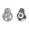 Astromechanical robot BB 8 line and solid icon, star wars concept, astromech droid vector sign on white background