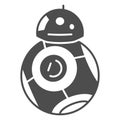 Astromechanical robot BB 8 solid icon, star wars concept, astromech droid vector sign on white background, glyph style Royalty Free Stock Photo