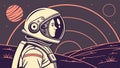 Astronaut with Abstract Lines & Distant Planets, Cosmic Journey, vector design Generative AI Royalty Free Stock Photo