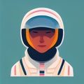 Astronaut abstract portrait. Man in a space suit flat illustration. Digital illustration based on render by neural Royalty Free Stock Photo