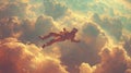 Astronaut adrift in a sea of clouds Royalty Free Stock Photo