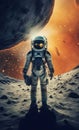 Astronaut alone on alien planet. Generative AI