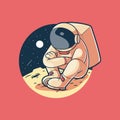 Astronaut alone on a planet vector illustration.
