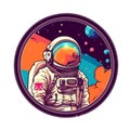 astronaut art vector in space background rounded shape