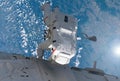 Astronaut from the back, at the space station.  Elements of this image were furnished by NASA Royalty Free Stock Photo