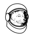 Astronaut bear in a spacesuit graphic black and wh